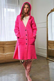 Hooded Button Down Cardigan Sweater - Hot Pink