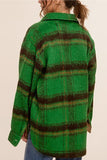 Brushed Mohair Plaid Shacket - Hunter
