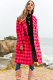 Textured Knit Tweed Double Button Coat Jacket - Pink/Red or Black/White