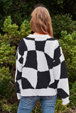 Abstract Checker Pullover Knit Sweater - Fuchsia, Lime or Black