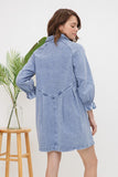 Washed Denim Puff Sleeve Dress - Pink or Denim