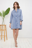 Washed Denim Puff Sleeve Dress - Pink or Denim