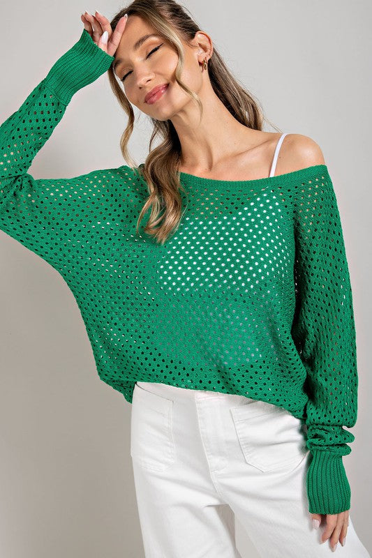 Emerald green off the shoulder online sweater