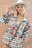 Aztec Western Shacket w/Pockets - Teal or Beige