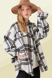 Vallis Brushed Plaid Shacket - Snow
