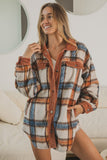 Brushed Plaid & Corduroy Shacket - Rust