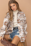 Aztec Western Shacket w/Pockets - Teal or Beige