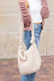 Boucle Sherpa Messenger Bag - Ivory, Beige or Black