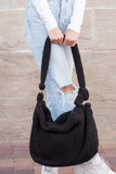 Boucle Sherpa Messenger Bag - Ivory, Beige or Black