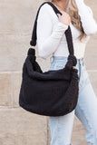 Boucle Sherpa Messenger Bag - Ivory, Beige or Black