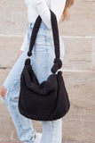 Boucle Sherpa Messenger Bag - Ivory, Beige or Black