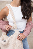 Boucle Sherpa Messenger Bag - Ivory, Beige or Black
