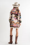 Tunic Length Oversized Aztec Shacket - Taupe