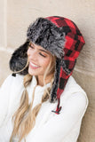 Buffalo Plaid Trapper Hat - Red or White