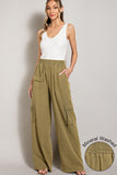 Mineral Washed Cargo Pants - Olive