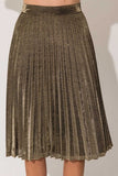 Lurex Fabric Pleated Midi Skirt - Gold