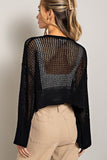Eyelet Open Knit Cardigan - Oatmeal, Black or Pink