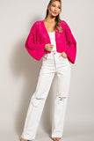 Eyelet Open Knit Cardigan - Oatmeal, Black or Pink