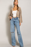 Eyelet Open Knit Cardigan - Oatmeal, Black or Pink