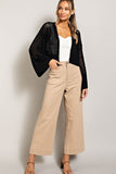 Eyelet Open Knit Cardigan - Oatmeal, Black or Pink