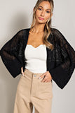 Eyelet Open Knit Cardigan - Oatmeal, Black or Pink