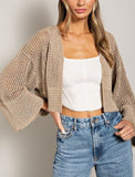 Eyelet Open Knit Cardigan - Oatmeal, Black or Pink