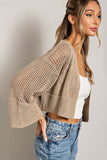 Eyelet Open Knit Cardigan - Oatmeal, Black or Pink