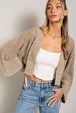 Eyelet Open Knit Cardigan - Oatmeal, Black or Pink