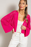 Eyelet Open Knit Cardigan - Oatmeal, Black or Pink