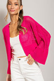 Eyelet Open Knit Cardigan - Oatmeal, Black or Pink