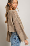 Eyelet Open Knit Cardigan - Oatmeal, Black or Pink