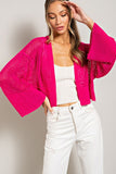 Eyelet Open Knit Cardigan - Oatmeal, Black or Pink