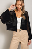Eyelet Open Knit Cardigan - Oatmeal, Black or Pink