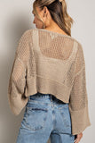 Eyelet Open Knit Cardigan - Oatmeal, Black or Pink