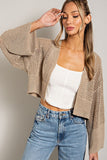 Eyelet Open Knit Cardigan - Oatmeal, Black or Pink