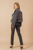 Crystal Studded Stretch Zip Up Moto Jacket - White or Black