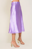 Satin Midi Flare Skirt - Burgundy, Navy or Lavender