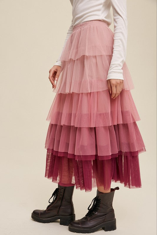 Layered tulle hotsell maxi skirt