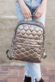 Metallic Puffer Backpack - Black, Gold or Pewter