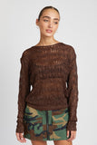 Glitter Crochet Knit Sweater Top - Black or Chocolate