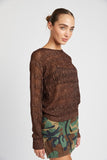 Glitter Crochet Knit Sweater Top - Black or Chocolate