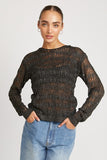 Glitter Crochet Knit Sweater Top - Black or Chocolate
