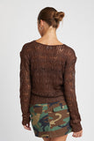 Glitter Crochet Knit Sweater Top - Black or Chocolate