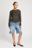 Glitter Crochet Knit Sweater Top - Black or Chocolate