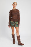 Glitter Crochet Knit Sweater Top - Black or Chocolate