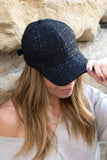 Tweed Sparkle Baseball Cap - Beige or Black