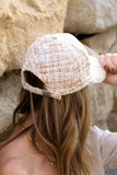 Tweed Sparkle Baseball Cap - Beige or Black