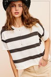 Lightweight Stripe Sweater Short Sleeve Top