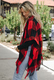 Buffalo Check Wrap Poncho - Red/Black or White/Black