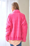 Washed Quilted Zip Jacket - Pink, Charcoal, Latte or Sage